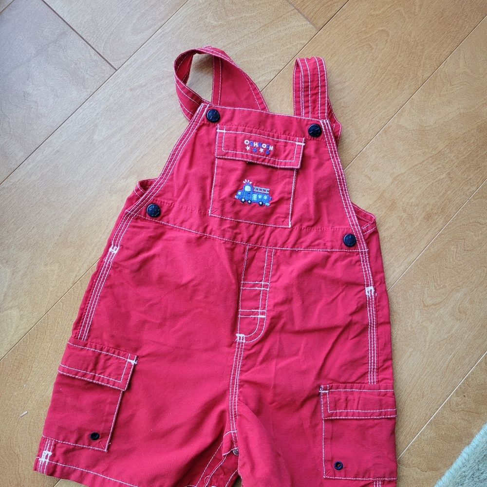 Oshkosh red short overalls 18 months
